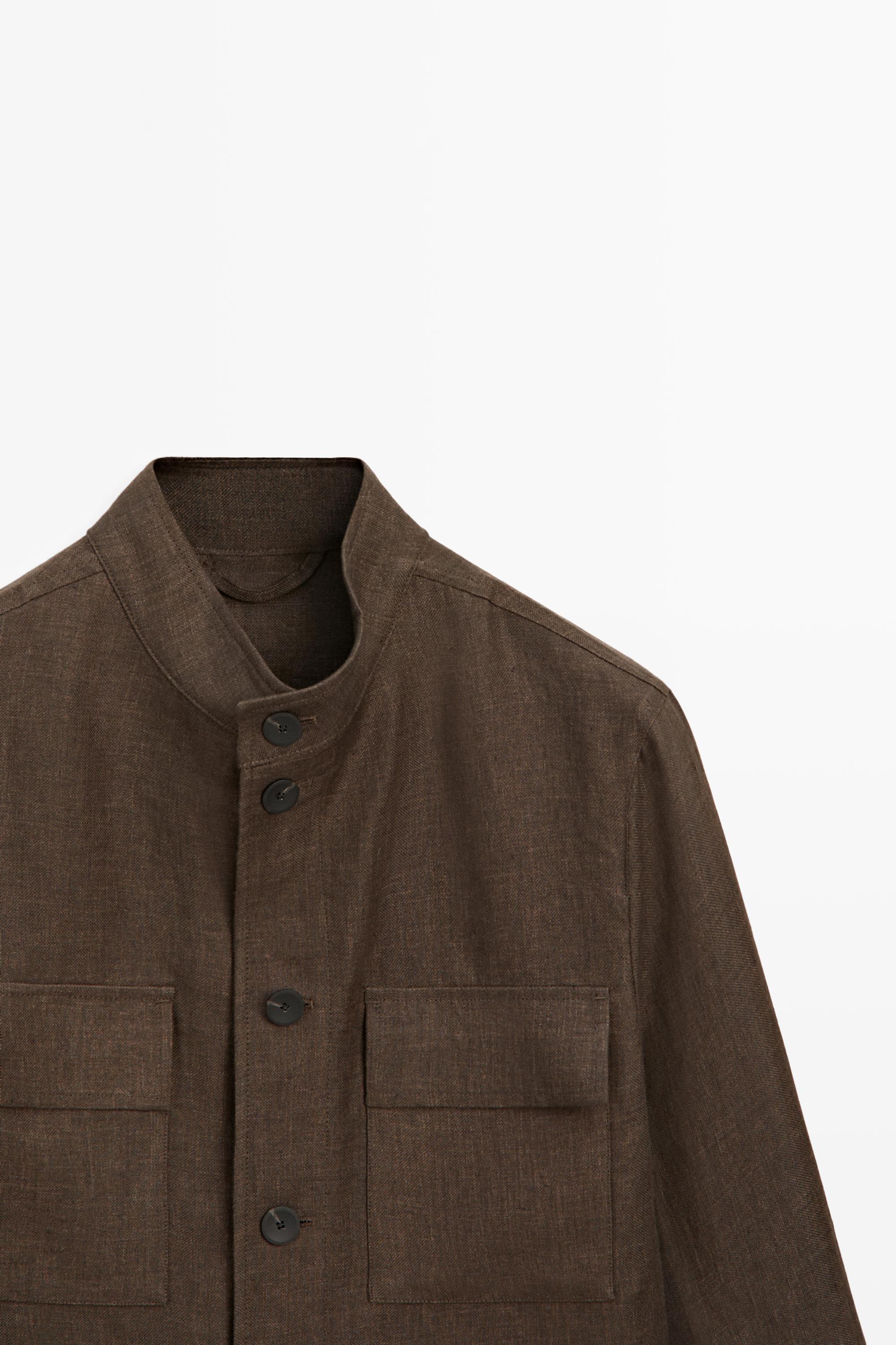 Total look faded linen overshirt